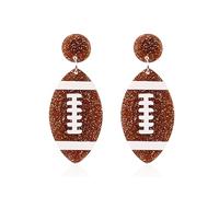 Just Follow Cool Punk Sports Rugby Drop Dangle Earrings Lightweight Rugby Statement Earring for Women Sport Lover Jewelry Gift, Acrylic, No Gemstone