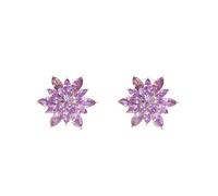 Just Follow Crystal Flower Burst Stud Earrings for Women Rhinestone Floral Cluster Zircon Blooming Earrings Wedding Party Jewelry Accessories, L, Acrylic, No Gemstone