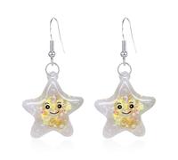Just Follow Fluorescence Cute Funny Cartoon Resin Star Shaped Drop Earring Handmade Candy Color Dangle Earrings for Women Jewelry, Resin, No Gemstone