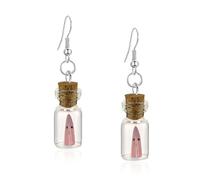 Just Follow Ghost The Adopt A Ghost In A Bottle Earring Halloween Tiny Glow-In-The-Dark Spooky Charm Pendant Earrings Jewelry for Women (Pink)