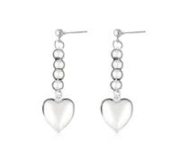 Just Follow Gold Silver Love Heart Pendant Earrings Anime Long Heart Dangle Drop Stud Earrings for Women Christmas Cosplay Dress Up Party Jewelry Gifts, Metal, No Gemstone