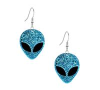 Just Follow Halloween Earrings UFO Aliens Fun Cute Cartoon Weird Acrylic Alien Dangle Earrings for Women, L, Acrylic, No Gemstone