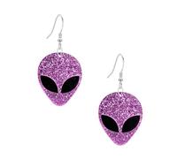 Just Follow Halloween Earrings UFO Aliens Fun Cute Cartoon Weird Acrylic Alien Dangle Earrings for Women, L, Acrylic, No Gemstone