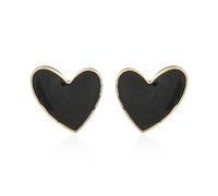 Just Follow Heart Enamel Stud Earring Vintage Oil Dripping Heart Earrings Minimalism Geometric Jewelry Idea Gifts for Mom Lover Friends Women, Metal, No Gemstone
