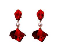 Just Follow Long Acrylic Rose Petal Earrings Dangle Exaggerated Flower Earrings Drop Statement Floral Tassel Earrings for Women, L, Metal, No Gemstone