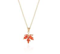 Just Follow Maple leaf Dainty Chain Simple Pendant Necklace for Women Cute Cubic Zirconia Dangle Statement Thanksgiving Christmas Jewelry Gift, Metal, No Gemstone