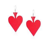 Just Follow PU Light Weight Vintage Queen of Hearts Earrings Accessories Red Heart Dangle Earrings Red Queen Party Jewelry Gift, Acrylic, No Gemstone