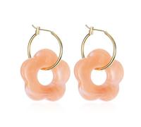 Just Follow Resin Flower Hoop Earrings Minimalist Bohemia Charm Flower Dangle Drop Huggie Hoops Earrings Mother's Day Jewelry Gifts for Women, Resin, No Gemstone