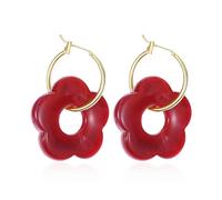 Just Follow Resin Flower Hoop Earrings Minimalist Bohemia Charm Flower Dangle Drop Huggie Hoops Earrings Mother's Day Jewelry Gifts for Women, Resin, No Gemstone