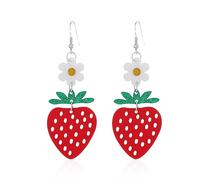 Just Follow Strawberry Earring for Women Big Strawberry Jewlery Fun Red Strawberry Earrings Cute Fruit Dangle Necklace Strawberry Jewlery, Acrylic, No Gemstone