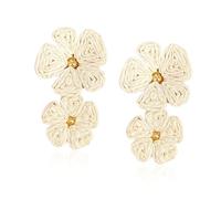 Just Follow Summer Flower Drop Earrings 2 Layer Floral Raffia Boho Statement Dangle Earrings Jewelry for Women, L, Metal, No Gemstone