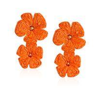 Just Follow Summer Flower Drop Earrings 2 Layer Floral Raffia Boho Statement Dangle Earrings Jewelry for Women, L, Metal, No Gemstone