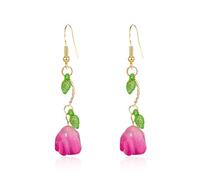 Just Follow Tulip Dangle Gold Flower Earrings for Women Drop Floral Flower Statement Blossom Earrings, L, Resin, No Gemstone