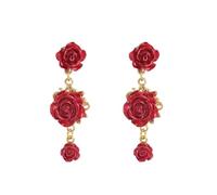 Just Follow Vintage Rose Flower Stud Earrings for Women Pretty Blossom Floral Drop Dangle Earrings Statement Jewelry Accessories, L, Acrylic, No Gemstone