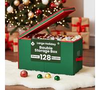 Just for Christmas Bauble Storage Box - 4 Layer Christmas Decoration Storage Box with Lid, Cardboard Dividers Stores 128 Baubles, Front Handle & Foldable Design for Xmas Ornament Storage