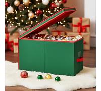 Just for Christmas Bauble Storage Box - 4 Layer Christmas Decoration Storage Box with Lid, Cardboard Dividers Stores 96 Baubles, Front Handle & Foldable Design for Xmas Ornament Storage