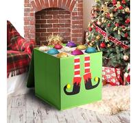 Just for Christmas Bauble Storage Box With Cardboard Dividers Foldable Xmas Ornaments Storage Cube Heavy Duty Collapsible Space Saving Plush Decoration Multipurpose Box Non Woven Fabric Folds Flat