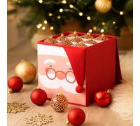Just for Christmas Foldable Bauble Storage Box With Cardboard Dividers Xmas Ornaments Storage Cube Heavy Duty Collapsible Space Saving Plush Decoration Multipurpose Box Non Woven Fabric Folds Flat