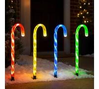 Just for Christmas Candy Cane Lights 4Pack 40 Multicolour LEDs Christmas Pathway Stake Lights Xmas Outdoor LED Path Lights Pre-Lit Battery Operated Festive Garden Path Yard Lawn Christmas