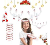 Just For Christmas Inflatable Reindeer Antler Ring Toss Game Including 4 Tossing Hoops Transparent Antler Hats With Red & Green Sequin Fillers 4 Rings 2 Chin Straps Ideal For Kids Adult Xmas Games