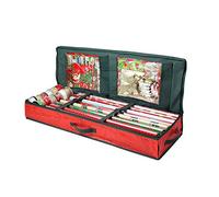 Just for Christmas Large Xmas Wrapping Paper Storage Bag 90cm Christmas Tree Decoration Case Gift Wrap Organiser With 2 Securing Straps Dual Zipper & Carrying Handle Tear Resistant Durable - Red