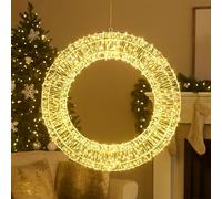 Just for Christmas Light Up Christmas Wreath - 50cm Dia 3D Wired Christmas Door Wreaths with 1440 Warm White LEDs, 5m Cord, Hanging Hook & UK Plug | Perfect for Christmas Decorations & Holiday Parties