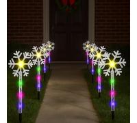 Just for Christmas Pathway Lights - 8 Pack Battery Operated Pre Lit Snowflake Christmas Lights W/a Timer Function & 32 Multicolor LEDs Great for Christmas Decorations & Garden Displays