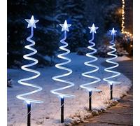 Just For Christmas Pathway Lights - Pack of 4 Battery-Operated Pre-Lit Spiral Tree Christmas Lights with 40 LEDs, 200cm Cord & Timer Function for Christmas Decorations