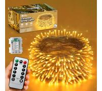Just for Christmas String Lights - 10M Warm White LED Fairy Lights with Remote Controller - 100 LEDs, 8 Modes, Timer, Battery Operated Indoor & Outdoor Decorative Xmas Lights for Living Room, Garden