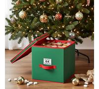 Just for Christmas Tree Bauble Storage Box 64 Bauble Storage Compartments Premium Xmas Ornament Storage Box with Zippered Closure Sturdy Lid Handle Perfect for Holiday Decorations Non Woven Fabric