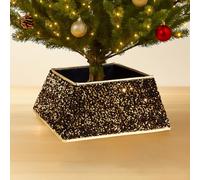 Just for Christmas Tree Collar - 48 × 48 × 25 cm Fabric Glitter Square Base Cover for Trees up to 2.1 m | Stylish Xmas Tree Stand Collar Offers a Beautiful Way to Highlight Gifts Under the Tree