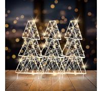 Just for Christmas Tree Decoration Ornament 3Pack 40CM Large Xmas Tree Lights Indoor Mantelpiece Ornament with 8 Lighting Modes & Timer Function Battery Operated Indoor Novelty Decoration