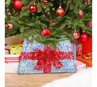 Just For Christmas Tree Skirt - Sequin and Glitter Desigh Battery Operated Light Up Xmas Tree Skirt with 55 LED Lights, Sturdy Metal Frame & Folds Flat for Easy Storage Ideal for Christmas Decorations