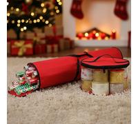 Just for Christmas Wrapping Paper Oragniser 2Piece Set Ribbon Storage Bag Christmas Gft Paper Roll Organiser Xmas Storage Bag For Bows Tags Christmas Organizer Case Fits Up To 25 Rolls Tear Proof