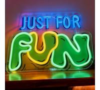 Just For Fun Neon Sign, USB Powered Dimmable Decorative Neon Light for Bar Home Living Room Birthday Party Wall Table Decor 14.2 x 10.6 In