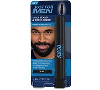 Just For Men 1-Day Beard and Brow Colour Brush, For Instant 1-Step Grey Coverage, Brush-In, Wash-Out, For A Thicker Well-Defined Look, Real Black