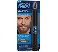 Just For Men 1-Day Beard and Brow Colour Brush, For Instant 1-Step Grey Coverage, Brush-In, Wash-Out, For A Thicker Well-Defined Look, Light Brown