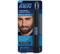 Just For Men 1-Day Beard and Brow Colour Brush, For Instant 1-Step Grey Coverage, Brush-In, Wash-Out, For A Thicker Well-Defined Look, Darkest Brown/Black