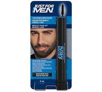Just For Men 1-Day Beard and Brow Colour Brush, For Instant 1-Step Grey Coverage, Brush-In, Wash-Out, For A Thicker Well-Defined Look, Dark Brown