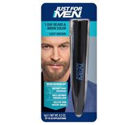 Just For Men 1-Day Beard and Brow Colour Brush, For Instant 1-Step Grey Coverage, Brush-In, Wash-Out, For A Thicker Well-Defined Look, Light Brown
