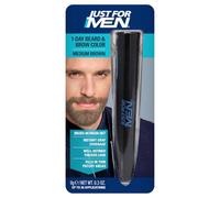 Just For Men 1-Day Beard and Brow Colour Brush-In, Wash-Out, Medium Brown | Easily brush in for beard and brow to temporariliy cover greys. Simply brush in and wash out