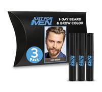 Just for Men 1-Day Beard & Brow Color, Temporary Color for Beard and Eyebrows, For a Fuller, Well-Defined Look, Up to 30 Applications, Light Brown, Ships in Eco-Friendly Packaging (Pack of 3)