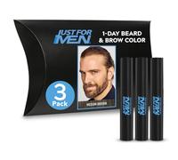Just for Men 1-Day Beard & Brow Color, Temporary Color for Beard and Eyebrows, For a Fuller, Well-Defined Look, Up to 30 Applications, Medium Brown, Ships in Eco-Friendly Packaging (Pack of 3)