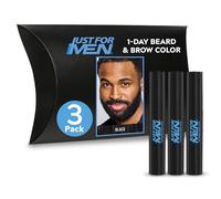 Just for Men 1-Day Beard & Brow Color, Temporary Color for Beard and Eyebrows, For a Fuller, Well-Defined Look, Up to 30 Applications, Black, Ships in Eco-Friendly Packaging (Pack of 3)