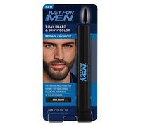 Just For Men 1-Day Beard and Brow Colour Brush, For Instant 1-Step Grey Coverage, Brush-In, Wash-Out, For A Thicker Well-Defined Look, Dark Brown