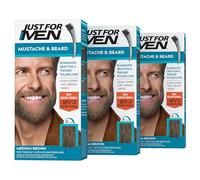 Just For Men Brush-In Mustache, Beard And Sideburns, Medium Brown, Kit (Pack of 3)