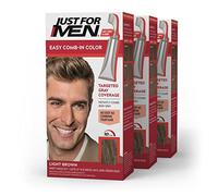 Just for Men Easy Comb-In Color (formerly Autostop) Grey Hair Dye for Men with Comb Applicator Light Brown A-25 - Pack of 3 (Packaging May Vary)