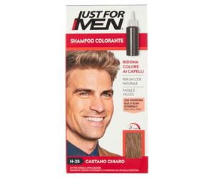 Just for Men Gel Colourant, Semi-Permanent Colour for Men, H25 - Light Brown Amonac-Free with Cheratin and Vitamin E for Strong Hair