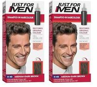 Just For Men Original Formula Medium-Dark Brown Hair Dye, Targets Only The Grey Hairs, Restoring The Original Colour For a Natural Look - H40 (Pack of 2)