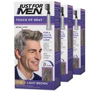Just For Men Touch of Gray Mens Hair Color Kit with Comb Applicator for Easy Application Great for a Salt and Pepper Look - Light Brown T-25 Pack